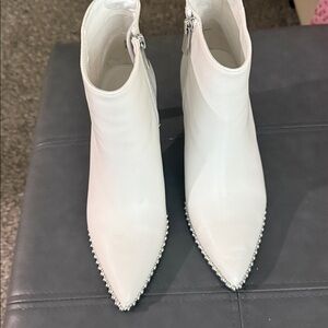 Elegant White Ankle Boots with Studs